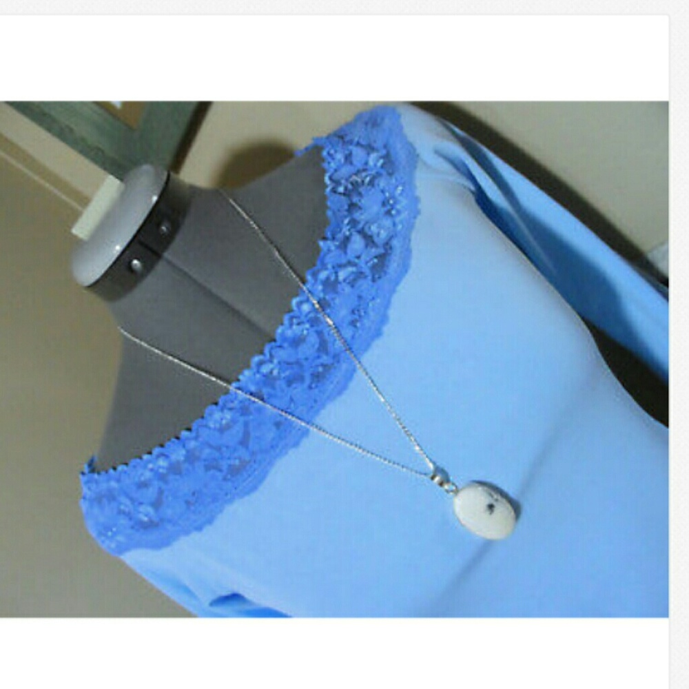SOLD OUT!                      Nwt LIPSTICK Lace trim Blouse M Blue Hand Dyed - Picture 3 of 3